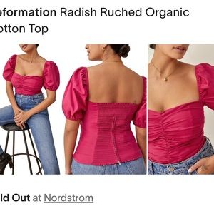 Reformation Radish Ruched Organic Cotton Top
